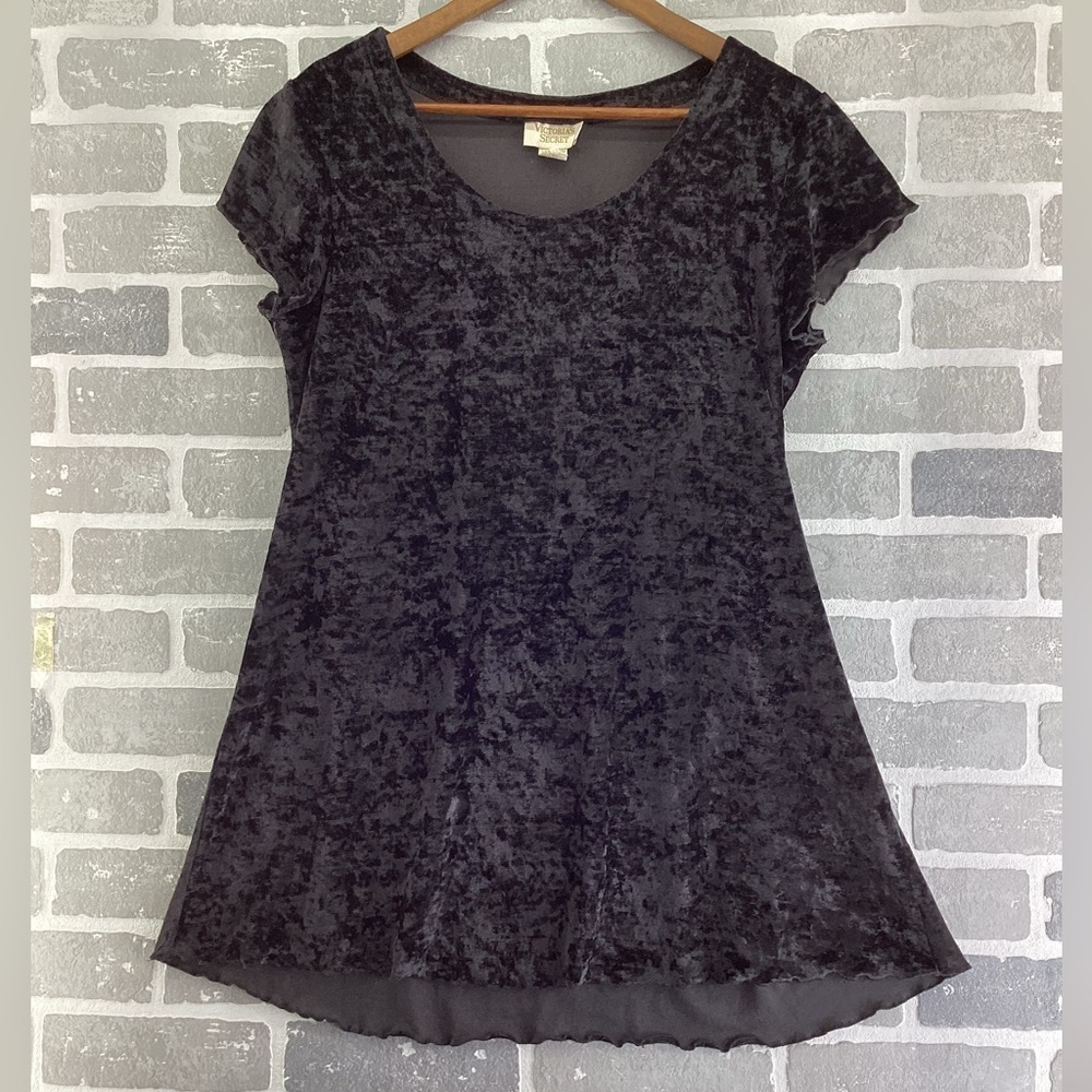 Vintage Y2K Gold Tag Victoria’s Secret Crushed‎ Velvet Babydoll Dress Medium